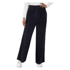 Pantalones de pana de pata ancha azul marino Max Mara Talla S