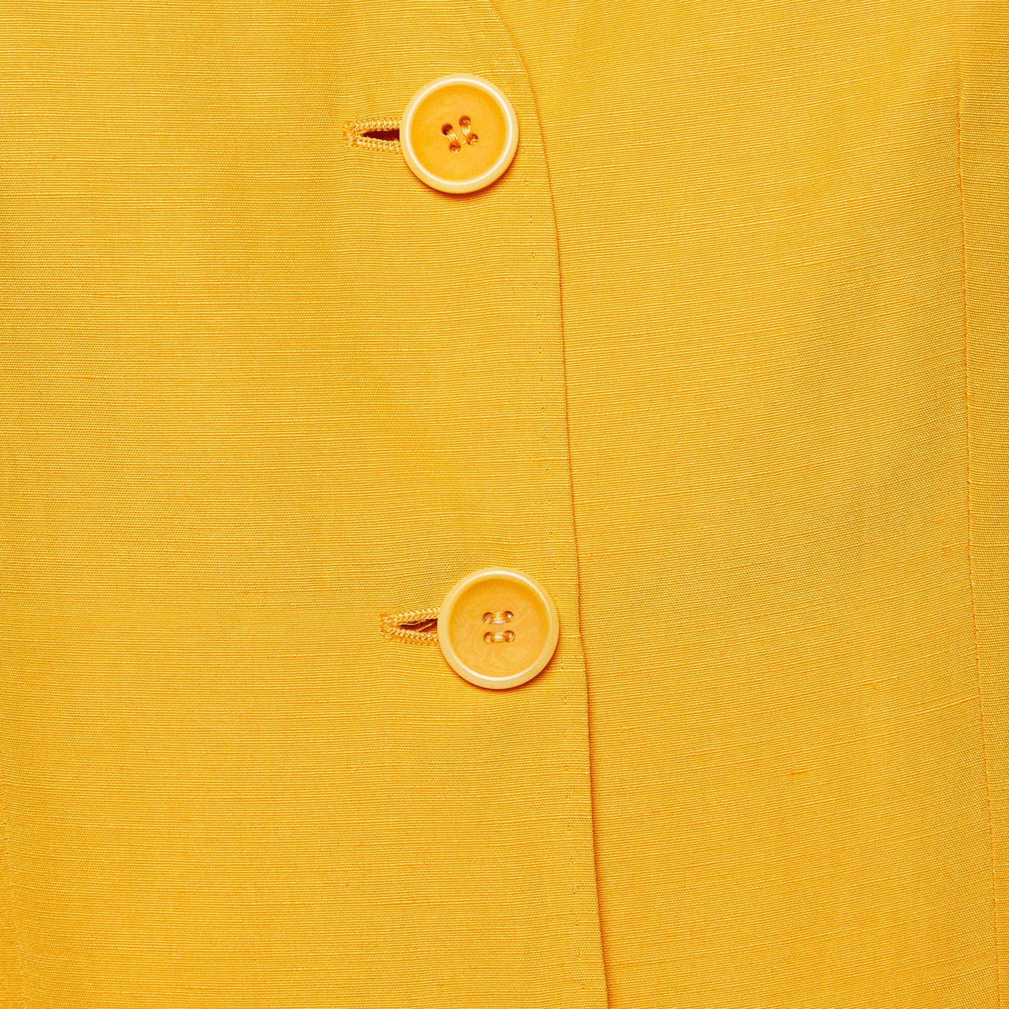 Max Mara Orange Linen & Silk Single Breasted Blazer M In Good Condition For Sale In Dubai, Al Qouz 2