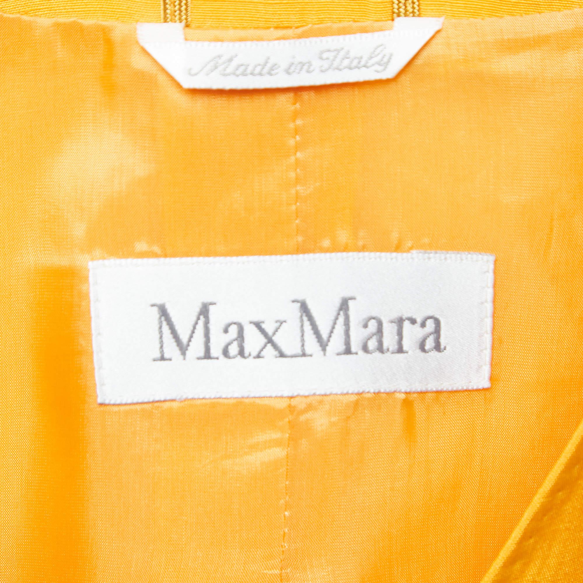 Max Mara Orange Linen & Silk Single Breasted Blazer M For Sale 1