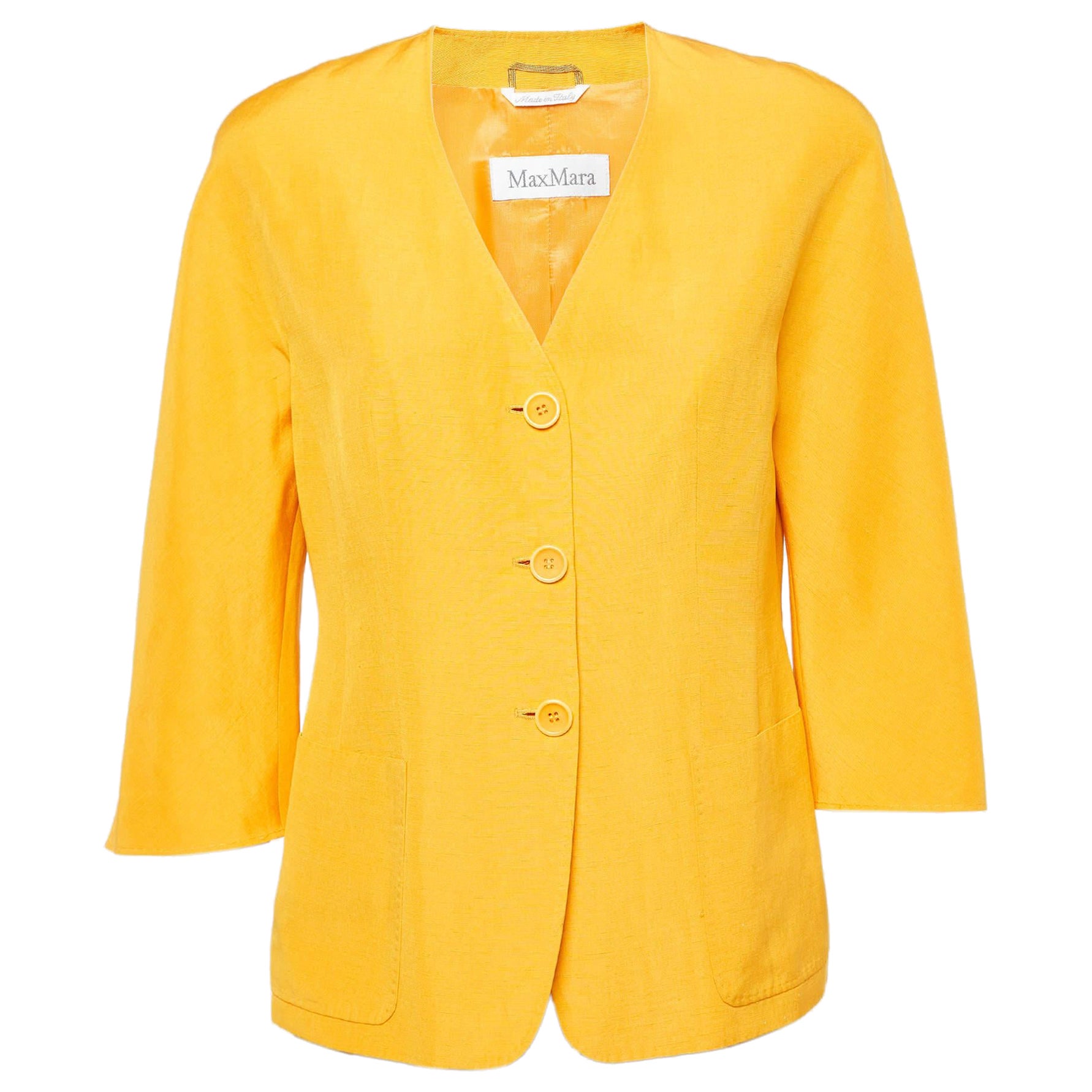 Max Mara Orange Linen 
Silk Single Breasted Blazer M