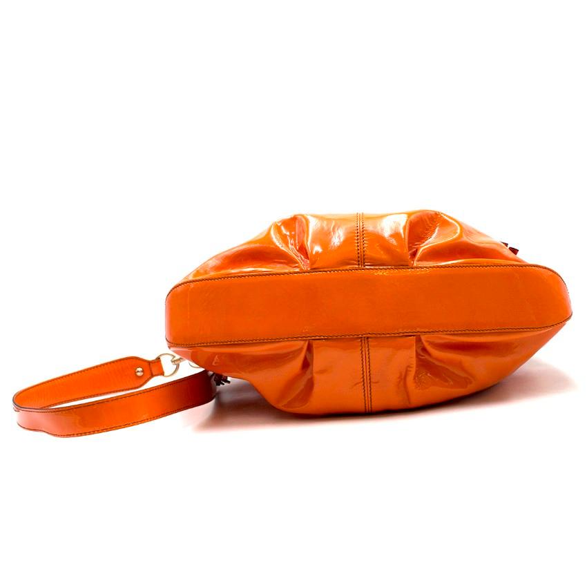 Max Mara Orange Patent Leather Slouchy Handbag In Good Condition In London, GB