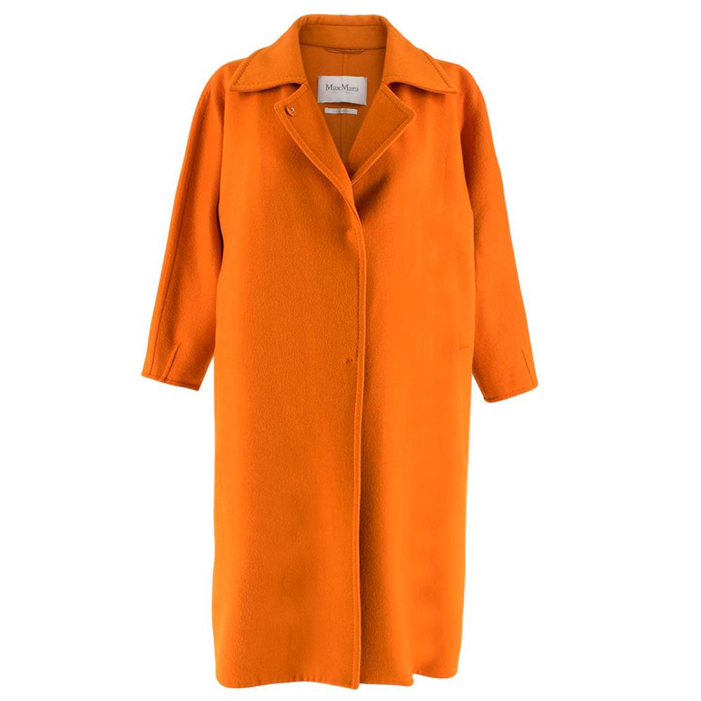 Max Mara Orange Wool Oversize Coat - Us Size 12 For Sale