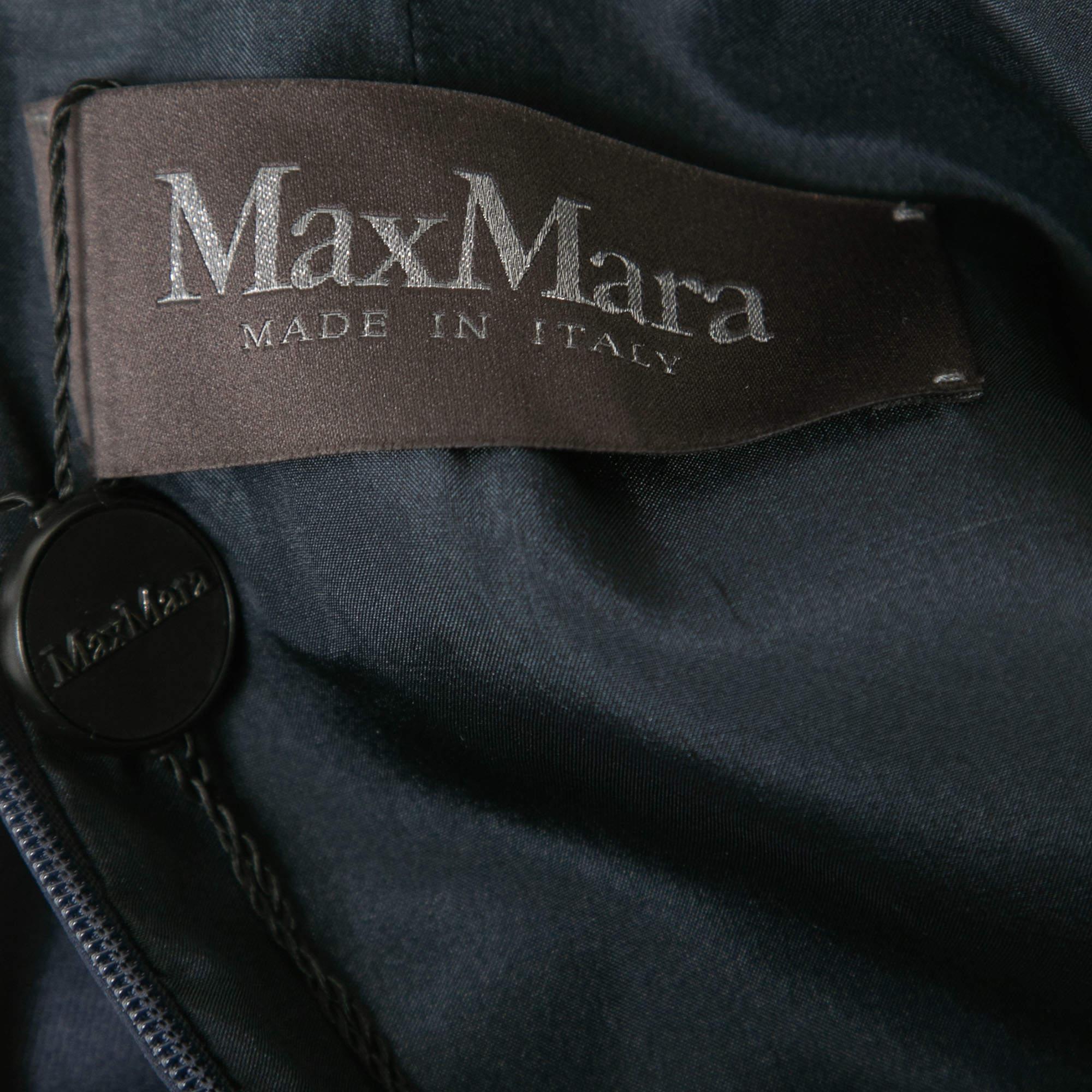 Max Mara Pianoforte Dark Blue Satin Sleeveless Gown XS 2