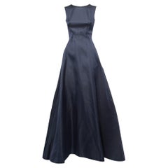 Max Mara Pianoforte Dark Blue Satin Sleeveless Gown XS