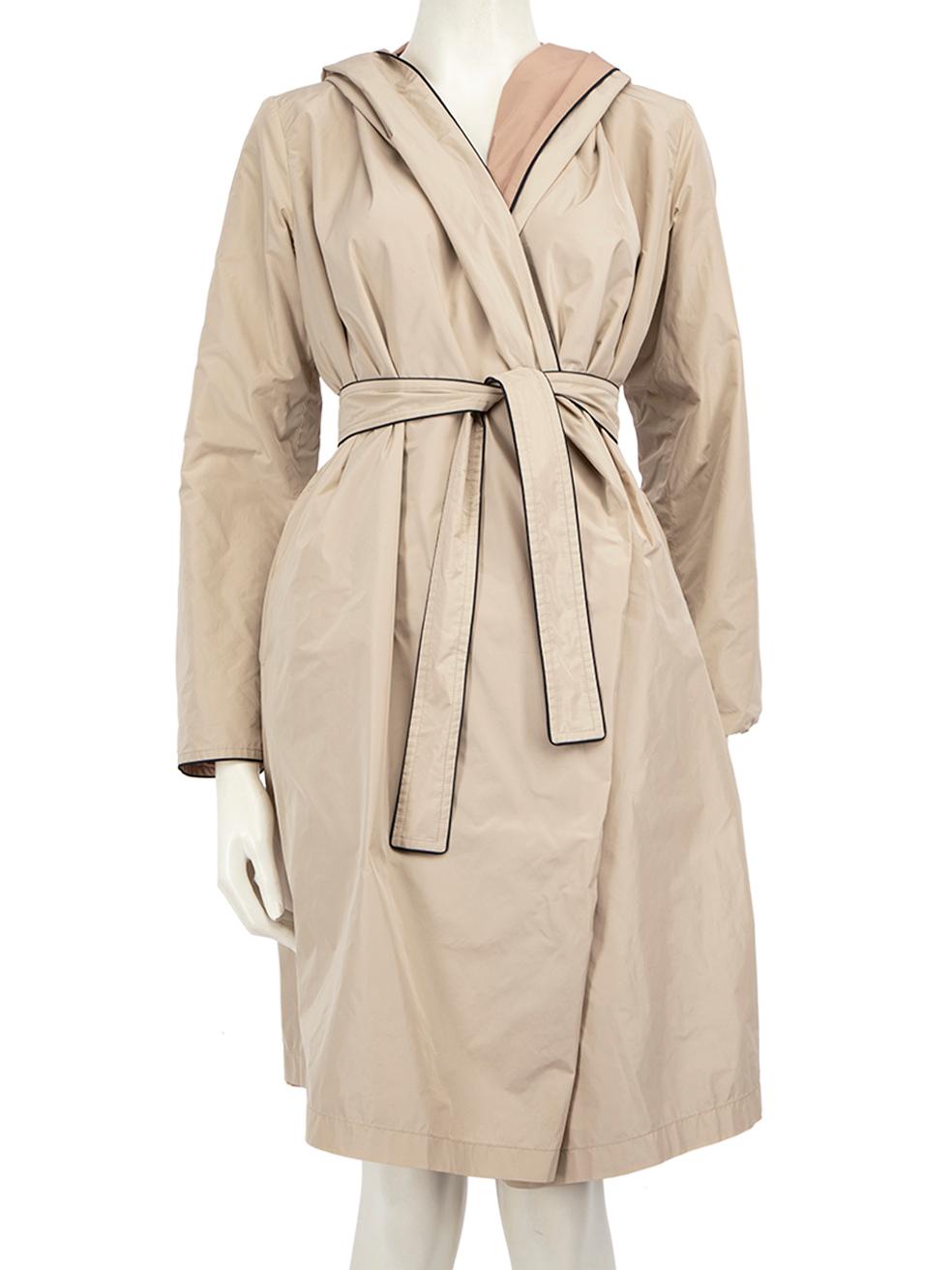 Women's Max Mara Pink & Beige Cape Reversible Raincoat Size XS