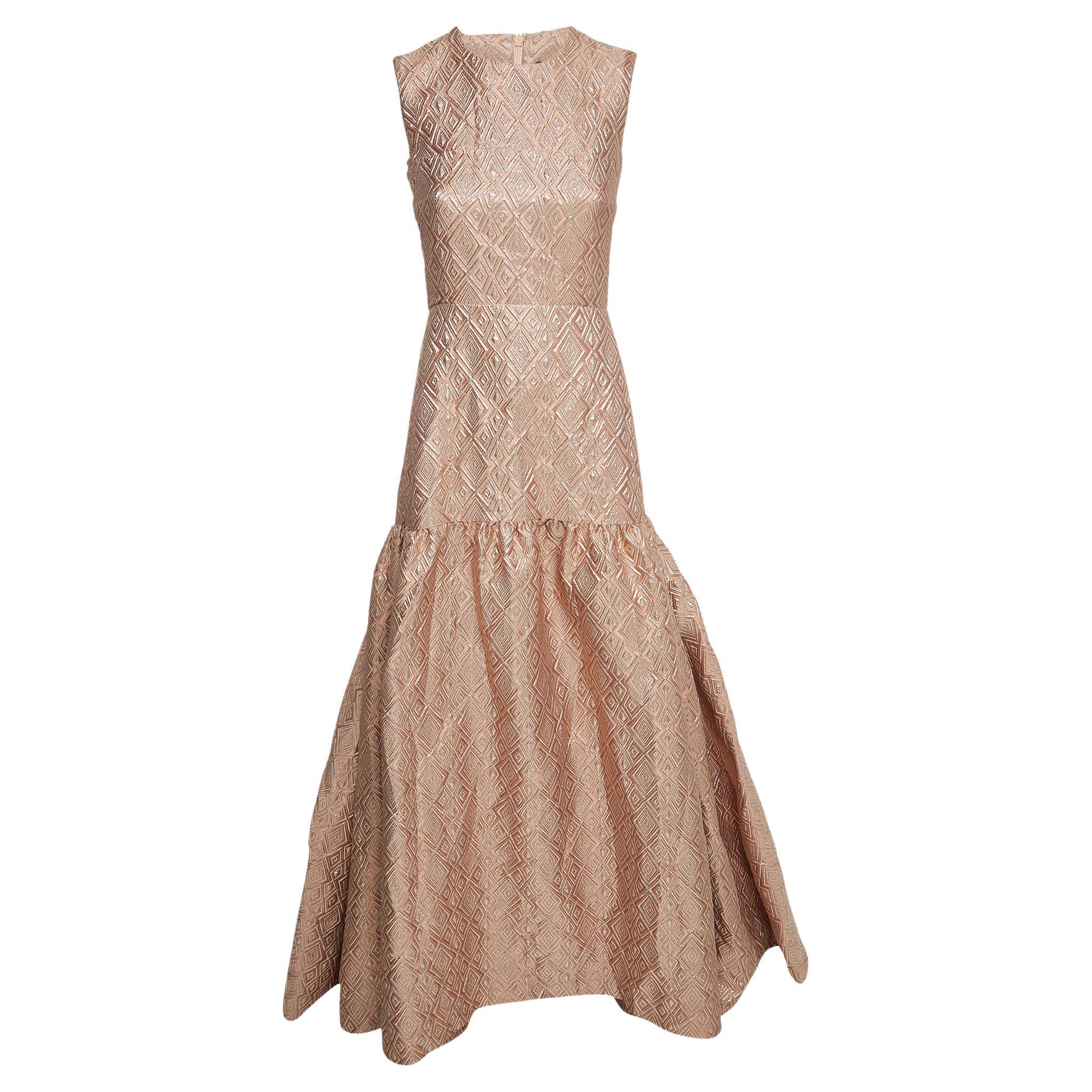 Max Mara Pink Lurex Jacquard Evening Gown S For Sale