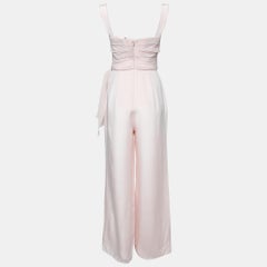 Max Mara Pink Silk Draped Side Belted Jessica Sleeveless Jumpsuit XS