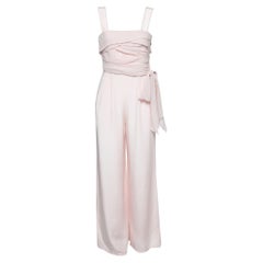 Max Mara Pink Silk Draped Side Belted Jessica Sleeveless Jumpsuit XS