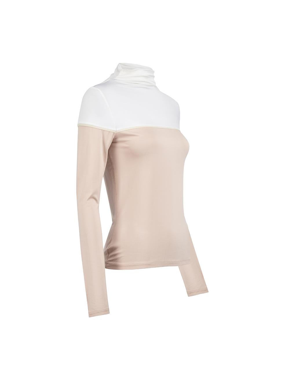 Beige Max Mara Pink Turtleneck Long Sleeve Top Size M For Sale