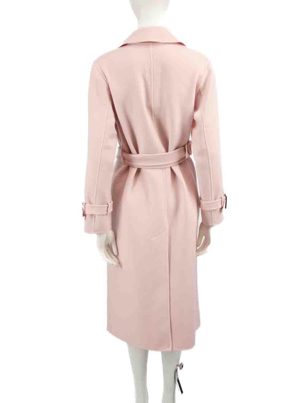 CONDITION is Never worn, with tags. No visible wear to coat is evident on this new Max Mara designer resale item.
 
 
 
 Details
 
 
 Pink
 
 Wool
 
 Coat
 
 Double breasted
 
 Button up fastening
 
 Belted waist and cuffs
 
 2x Side pockets
 
 
 
