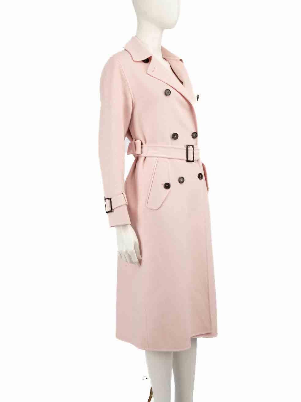 Max Mara Pink Wool Double Breasted Coat Size XXS In New Condition For Sale In London, GB