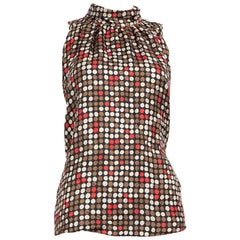 Max Mara Polka Dot Sleeveless Neck Tie Top Size M