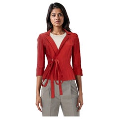 Max Mara Chaqueta roja con cinturón de longitud media Talla S