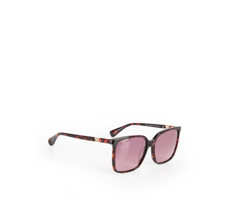 Beige Max Mara - Lunettes de soleil havane rouge à monture carrée