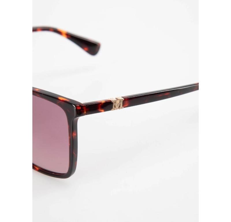 Max Mara - Lunettes de soleil havane rouge à monture carrée 2