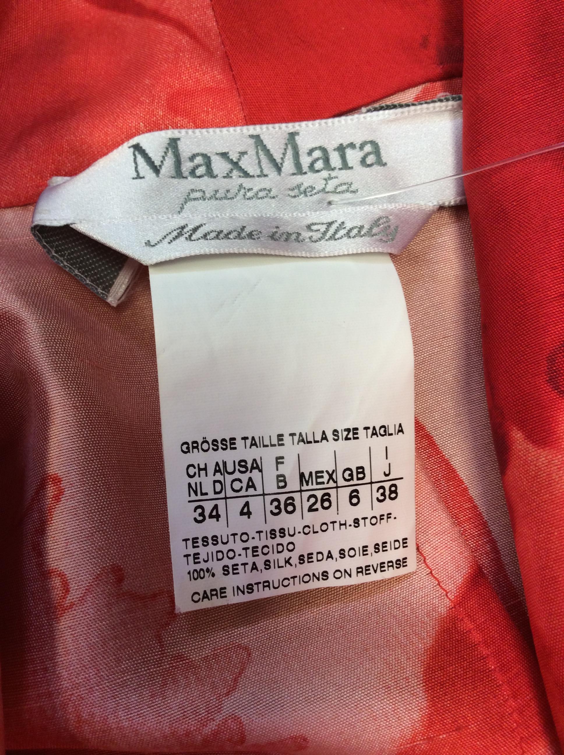 Max Mara Red Print Silk Wrap Dress For Sale 1