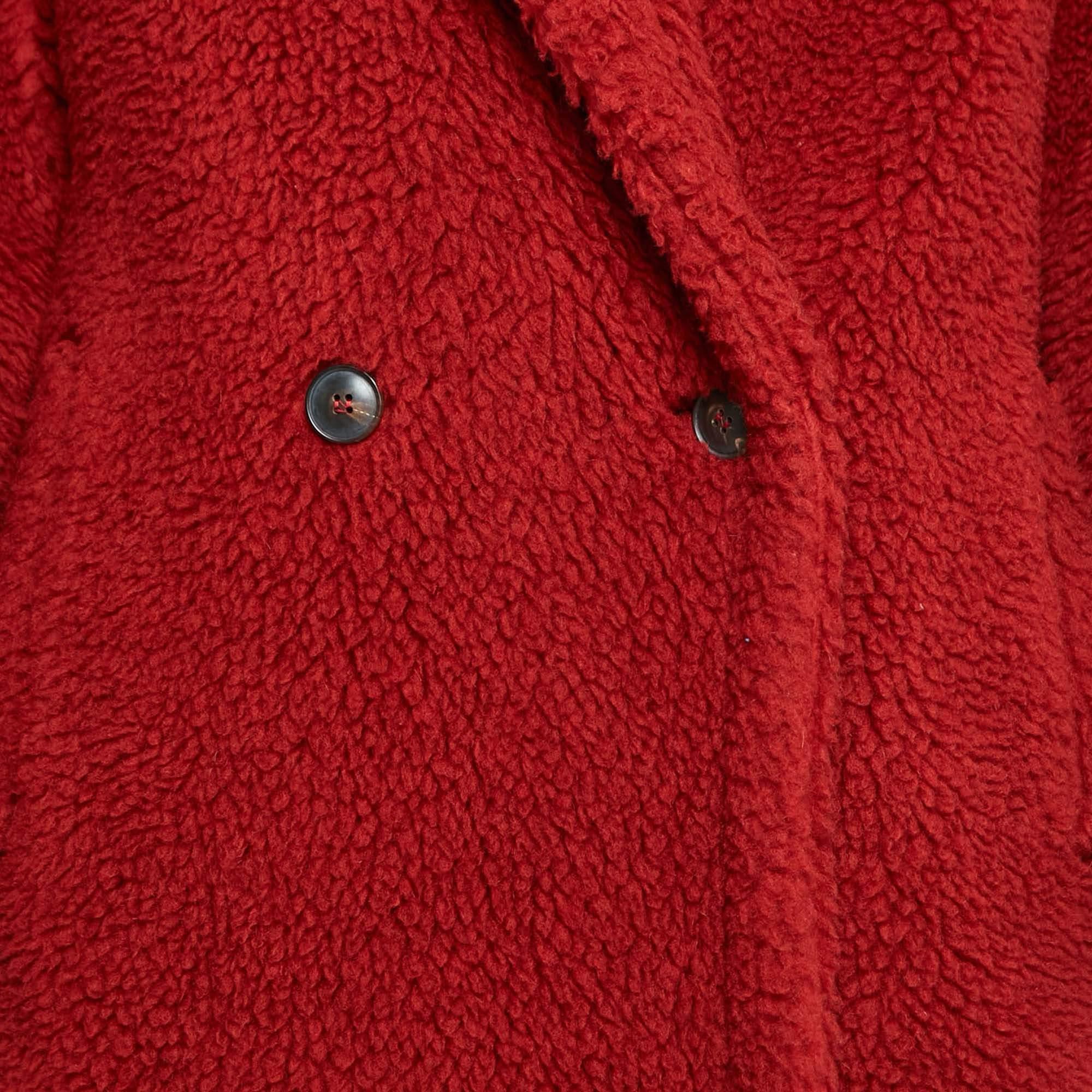 Max Mara Red Teddy Bear Double Breasted Coat M In Good Condition In Dubai, Al Qouz 2