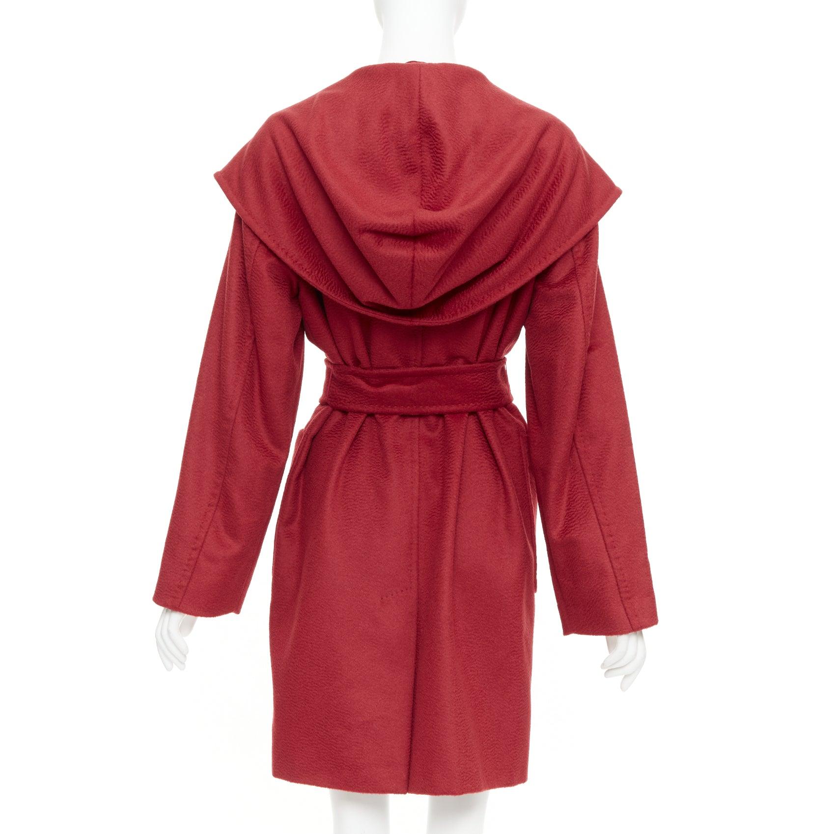 Donna MAX MARA Rialto 100% camel hair red pocketed belted wrap robe coat IT44 L