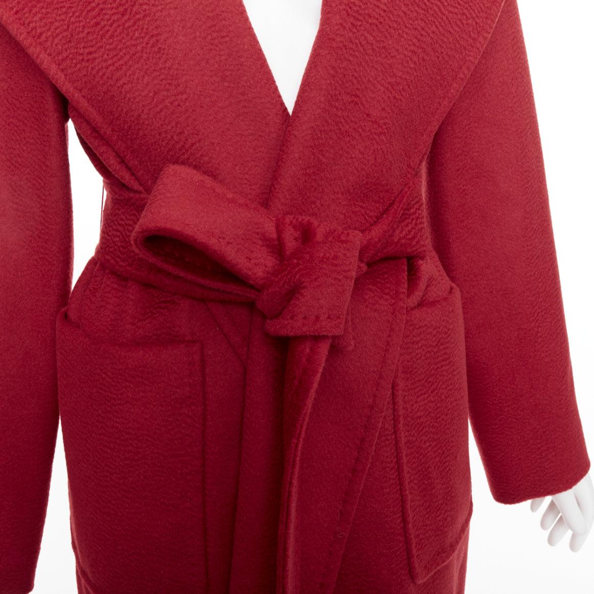 MAX MARA Rialto 100% camel hair red pocketed belted wrap robe coat IT44 L 1