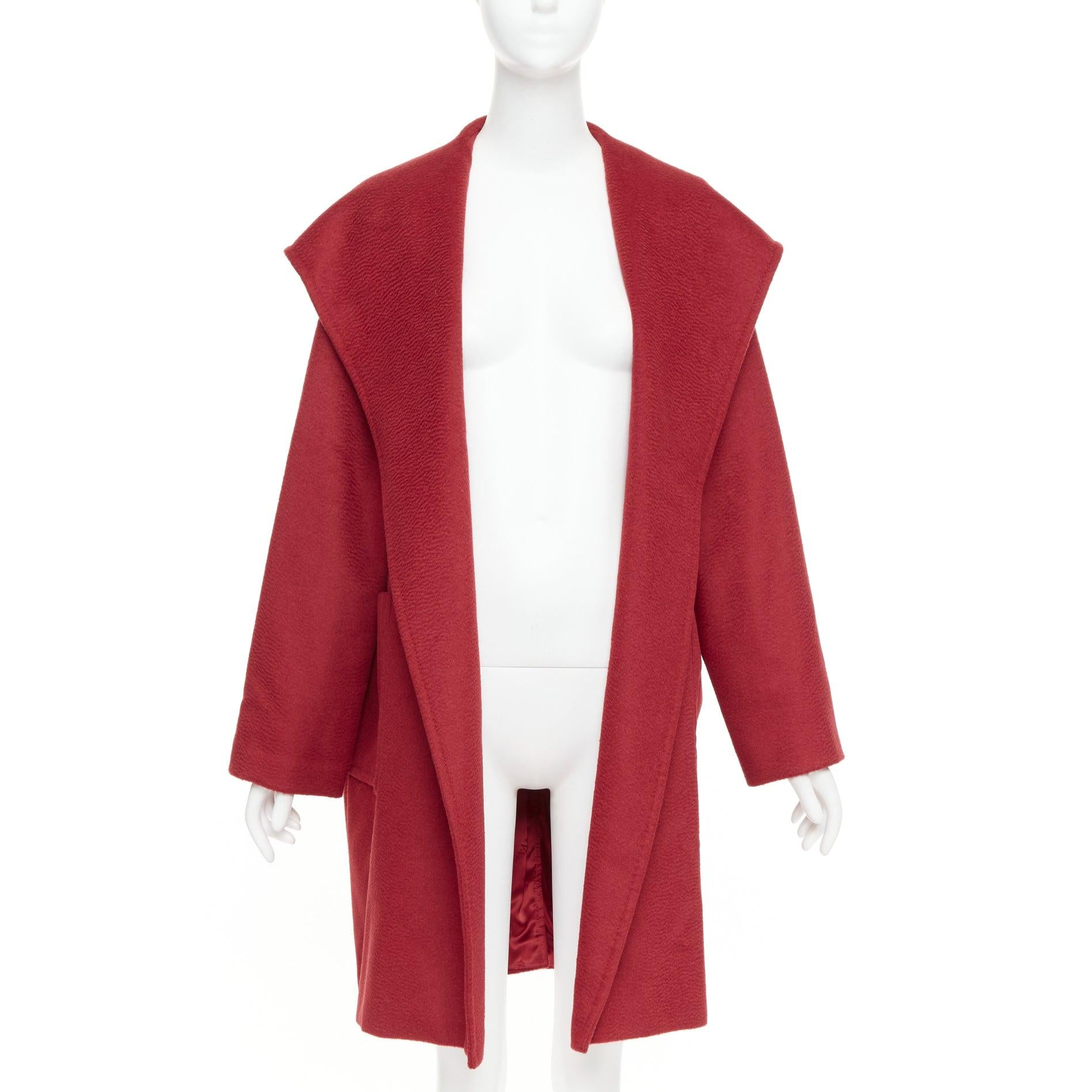 MAX MARA Rialto 100% camel hair red pocketed belted wrap robe coat IT44 L 2