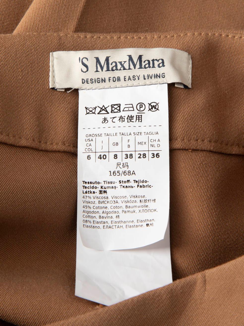 Max Mara 'S Max Mara Brown Straight Leg Trousers Size S For Sale 1