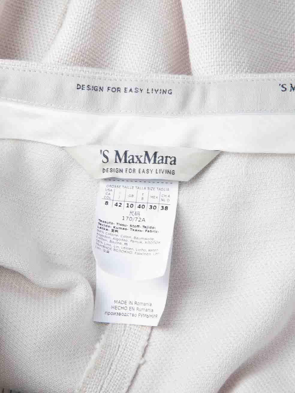 Women's Max Mara S' Max Mara Ecru Raw Hem Tailored Trousers Size M For Sale