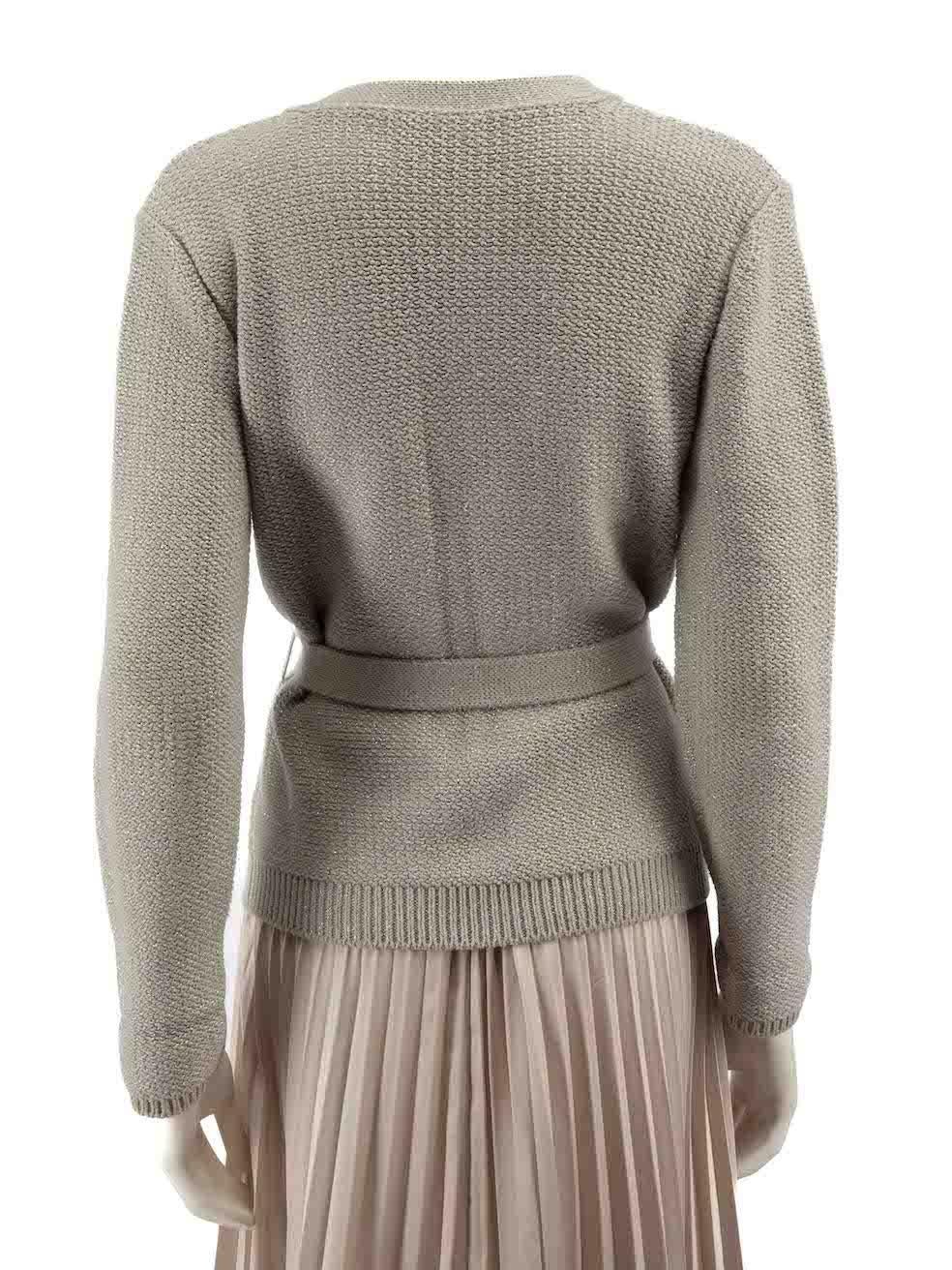 Brown Max Mara 'S Max Mara Grey Knitted Belted Cardigan Size M