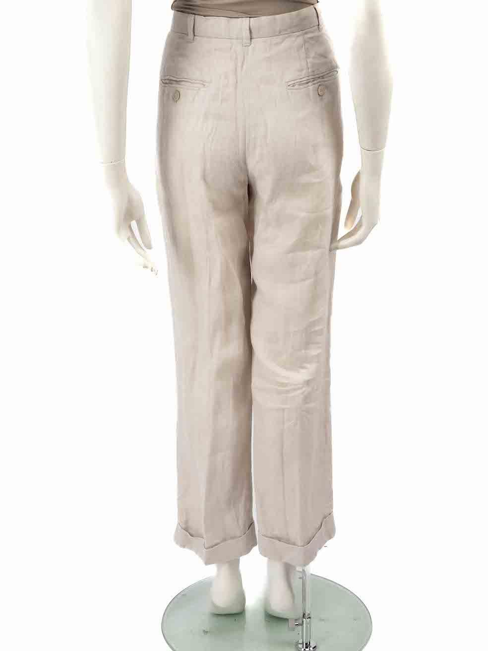 Beige Max Mara 'S Max Mara Grey Tailored Straight Trousers Size L