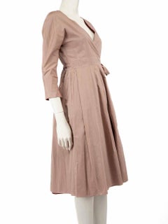Max Mara S' Max Mara Pink Pleated Midi Wrap Dress Size XS