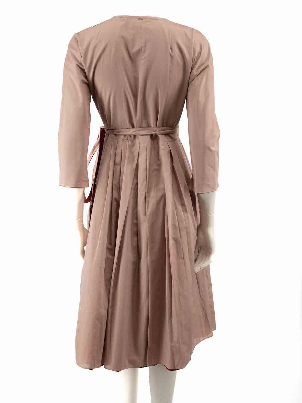Brown Max Mara S' Max Mara Pink Pleated Midi Wrap Dress Size XS