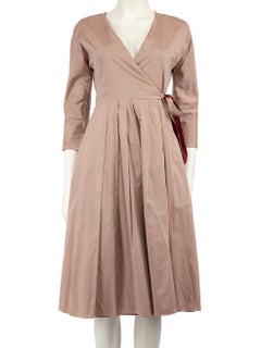Max Mara S' Max Mara Pink Pleated Midi Wrap Dress Talla XS