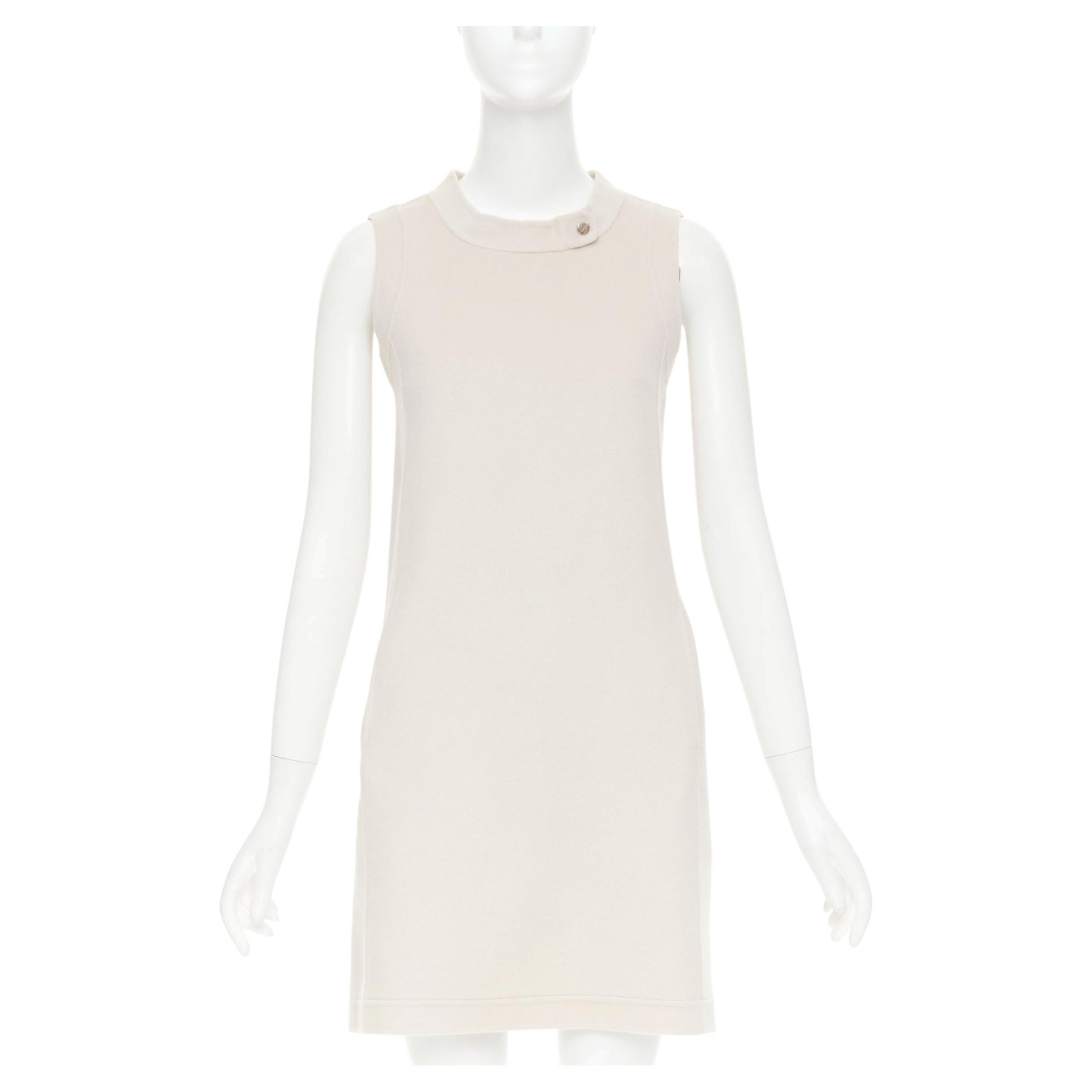 MAX MARA S' virgin wool angora snap button collar minimal shift dress IT34 XXS