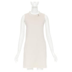 MAX MARA S' virgin wool angora snap button collar minimal shift dress IT34 XXS