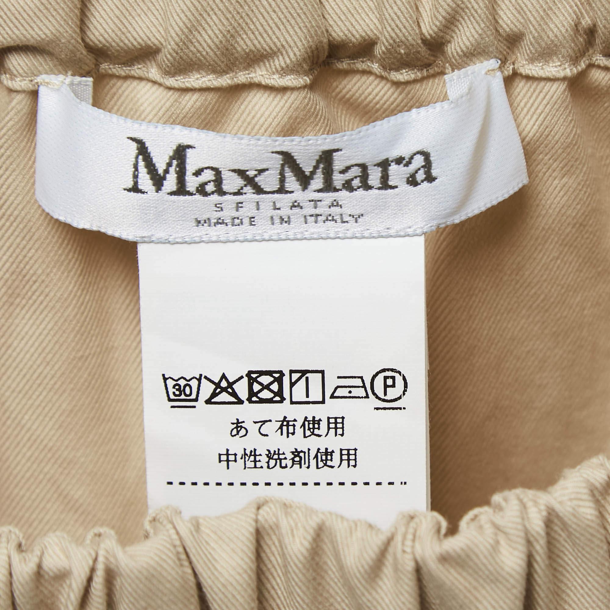 Max Mara Sfilata Beige Cotton Off Shoulder Pocket Detail Mini Dress S In Excellent Condition For Sale In Dubai, Al Qouz 2