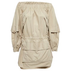 Max Mara Sfilata - Mini robe en coton beige à poches dénudées S