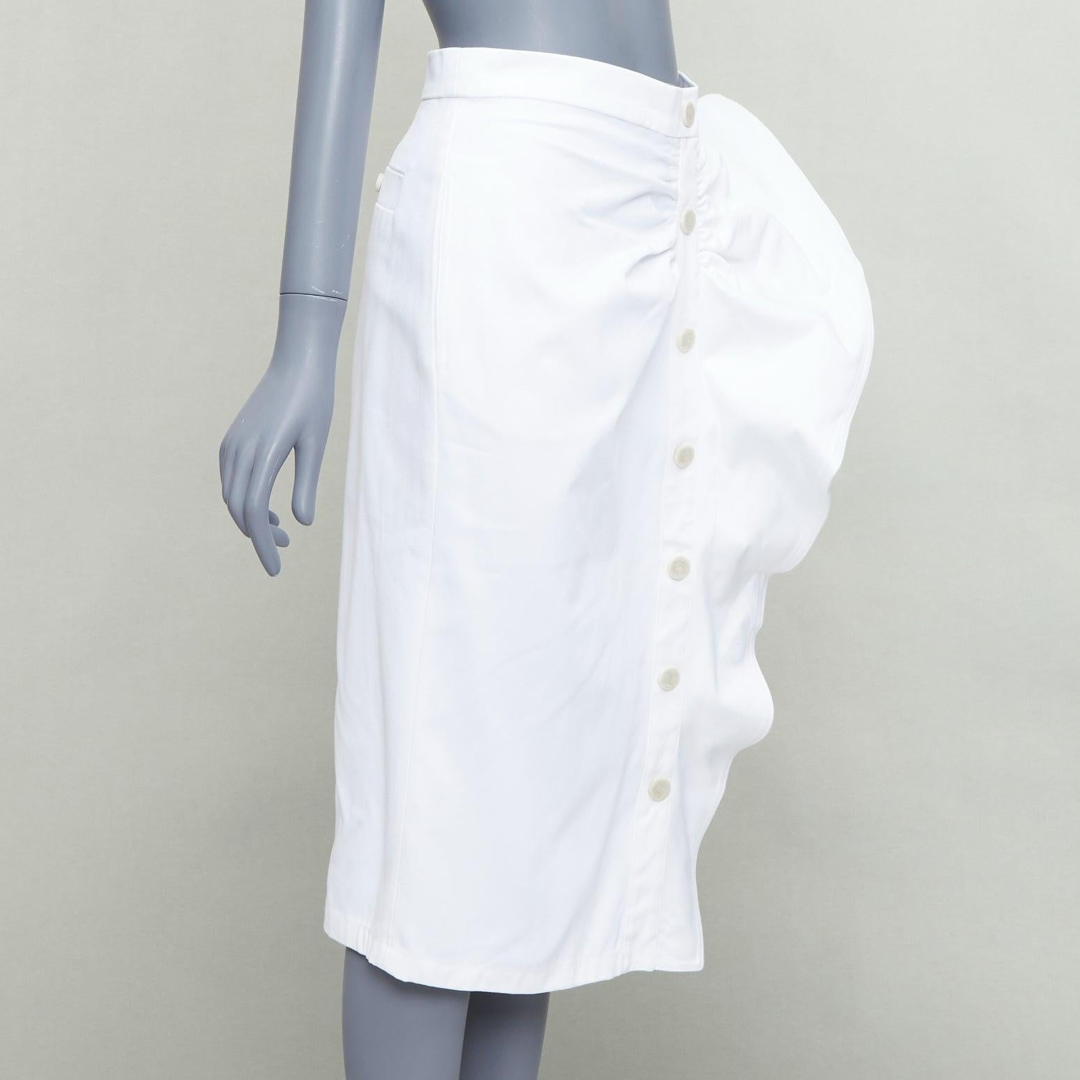 Gray MAX MARA SFILATA white cotton asymmetric ruffles button skirt IT36 XXS For Sale