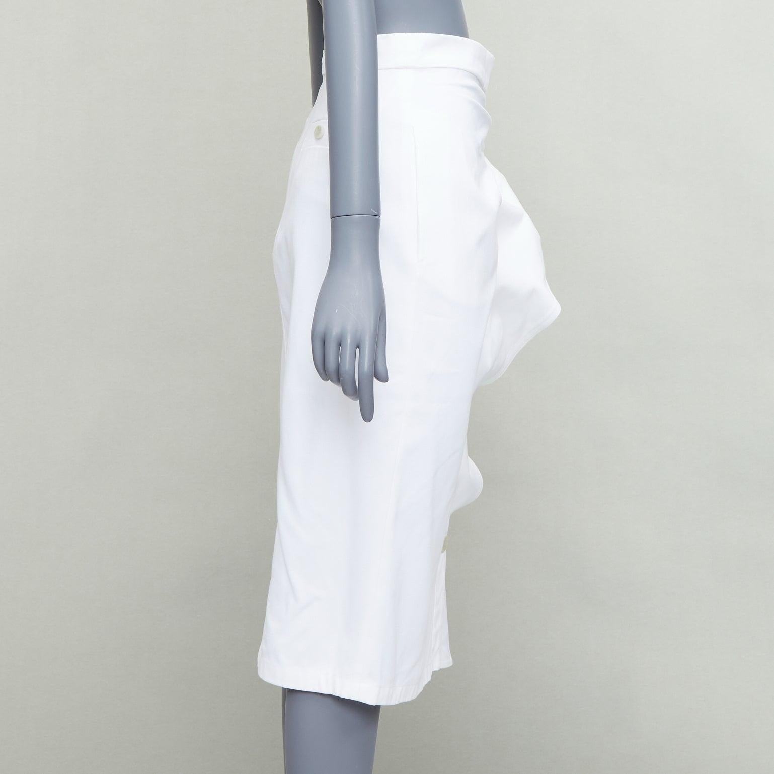 MAX MARA SFILATA white cotton asymmetric ruffles button skirt IT36 XXS In Good Condition For Sale In Hong Kong, NT