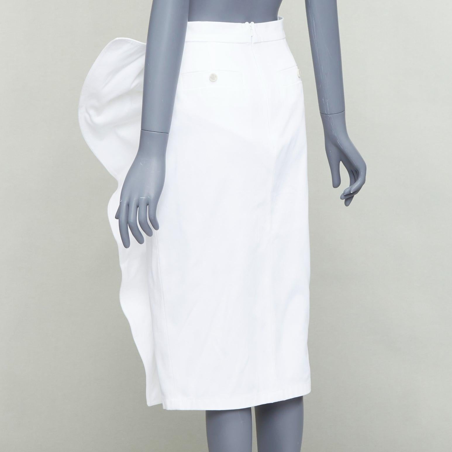 MAX MARA SFILATA white cotton asymmetric ruffles button skirt IT36 XXS For Sale 1