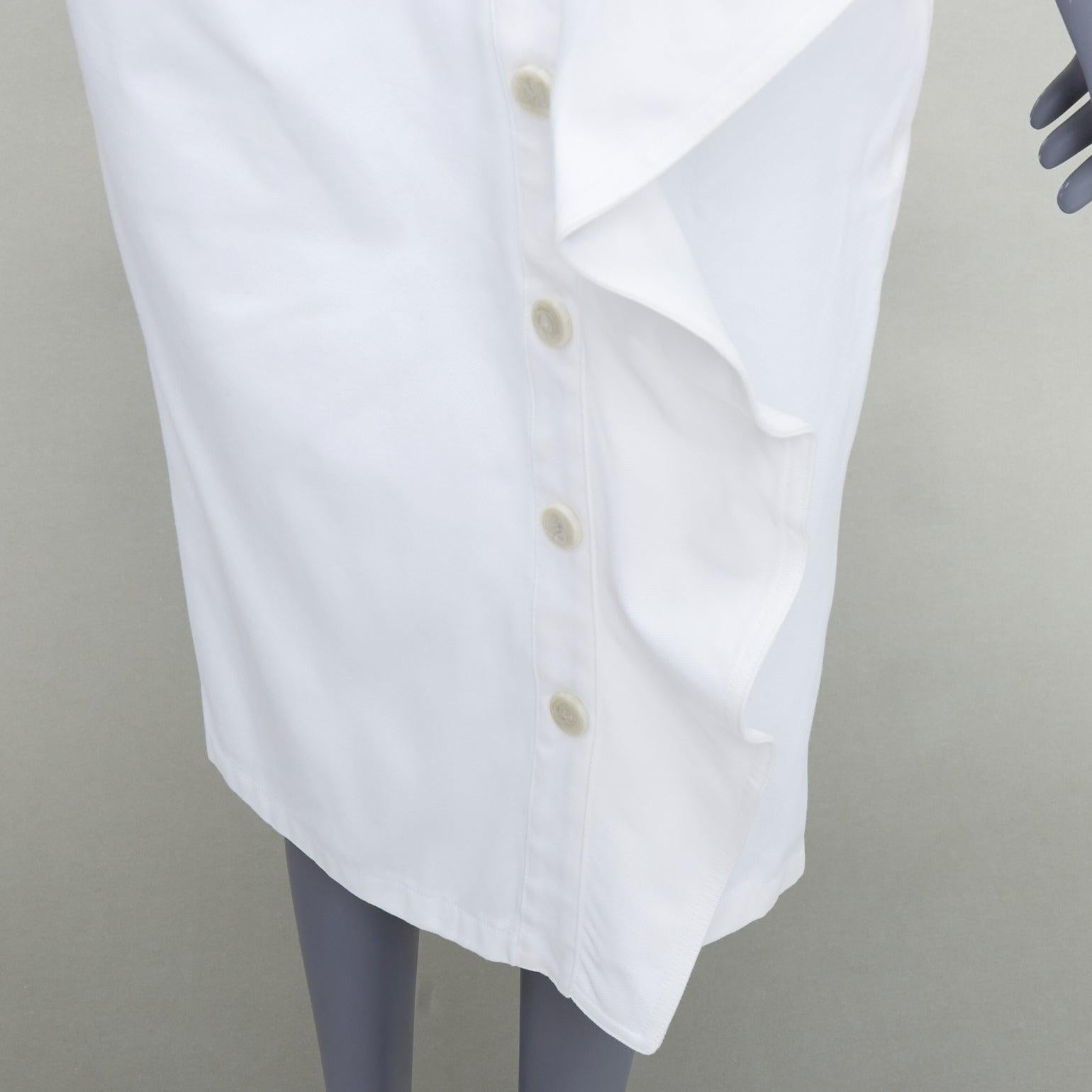 MAX MARA SFILATA white cotton asymmetric ruffles button skirt IT36 XXS For Sale 2