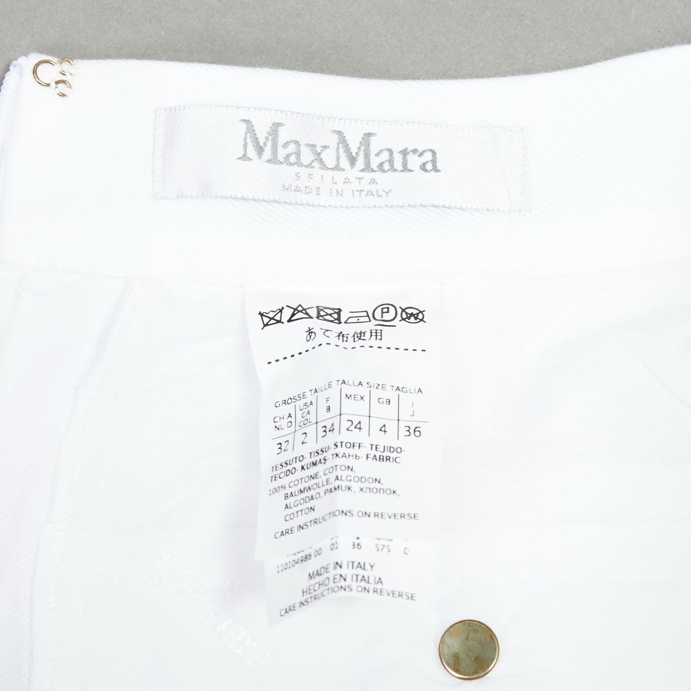 MAX MARA SFILATA white cotton asymmetric ruffles button skirt IT36 XXS For Sale 3