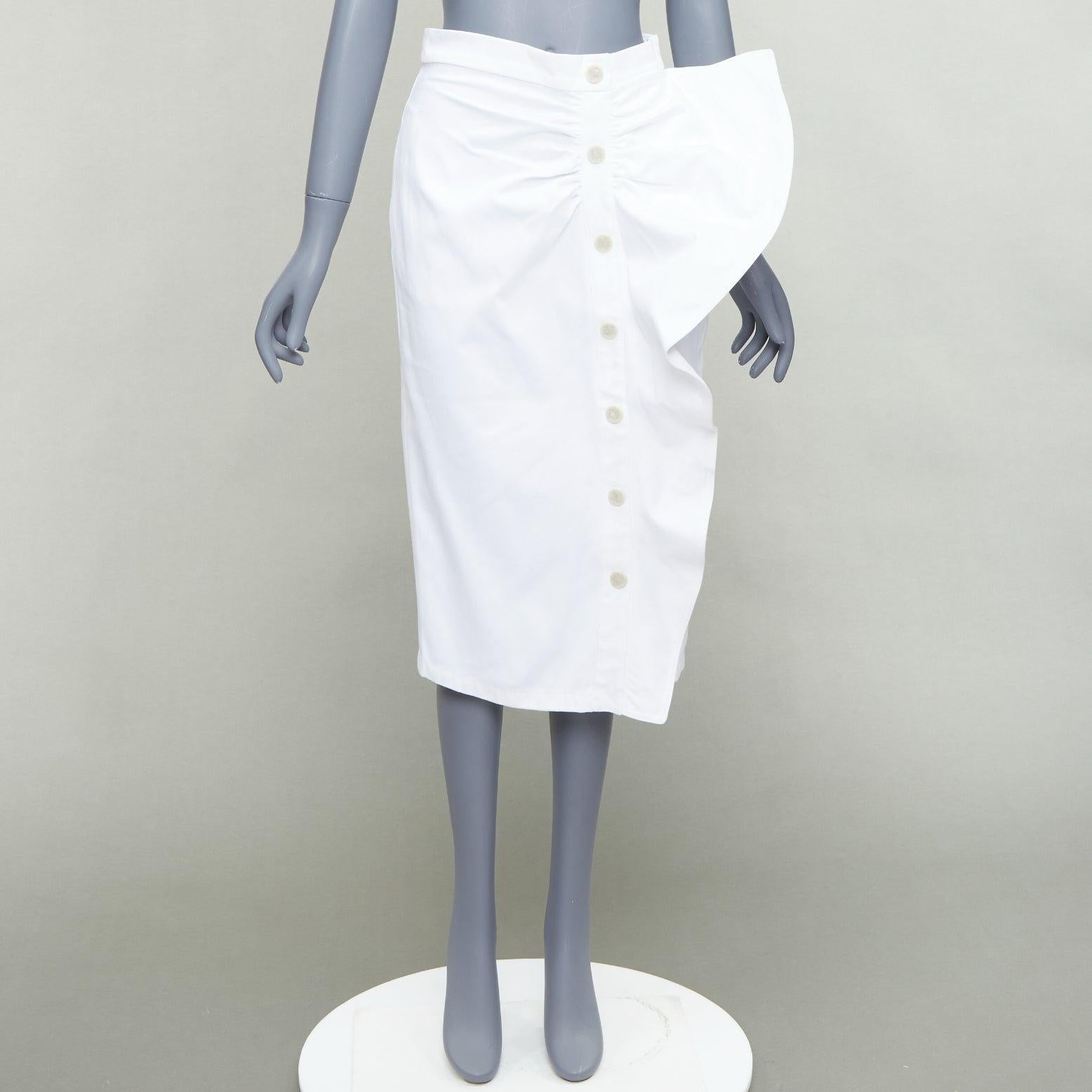 MAX MARA SFILATA white cotton asymmetric ruffles button skirt IT36 XXS For Sale 4