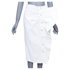 MAX MARA SFILATA Weißer asymmetrischer Rock mit Rüschen und Knopfleiste aus Baumwolle IT36 XXS