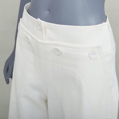 MAX MARA Sfilata: jeans in denim bianco di cotone, stile marinaro, con bottoni e gamba larga, taglia IT36 XXS