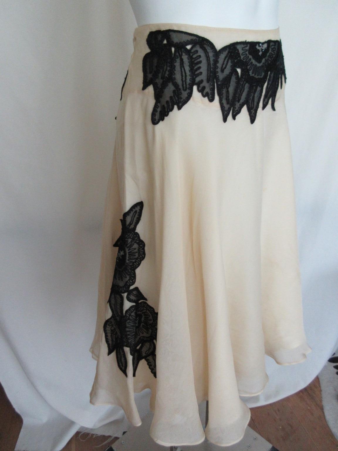 Gray Max Mara Silk Flowers Skirt For Sale