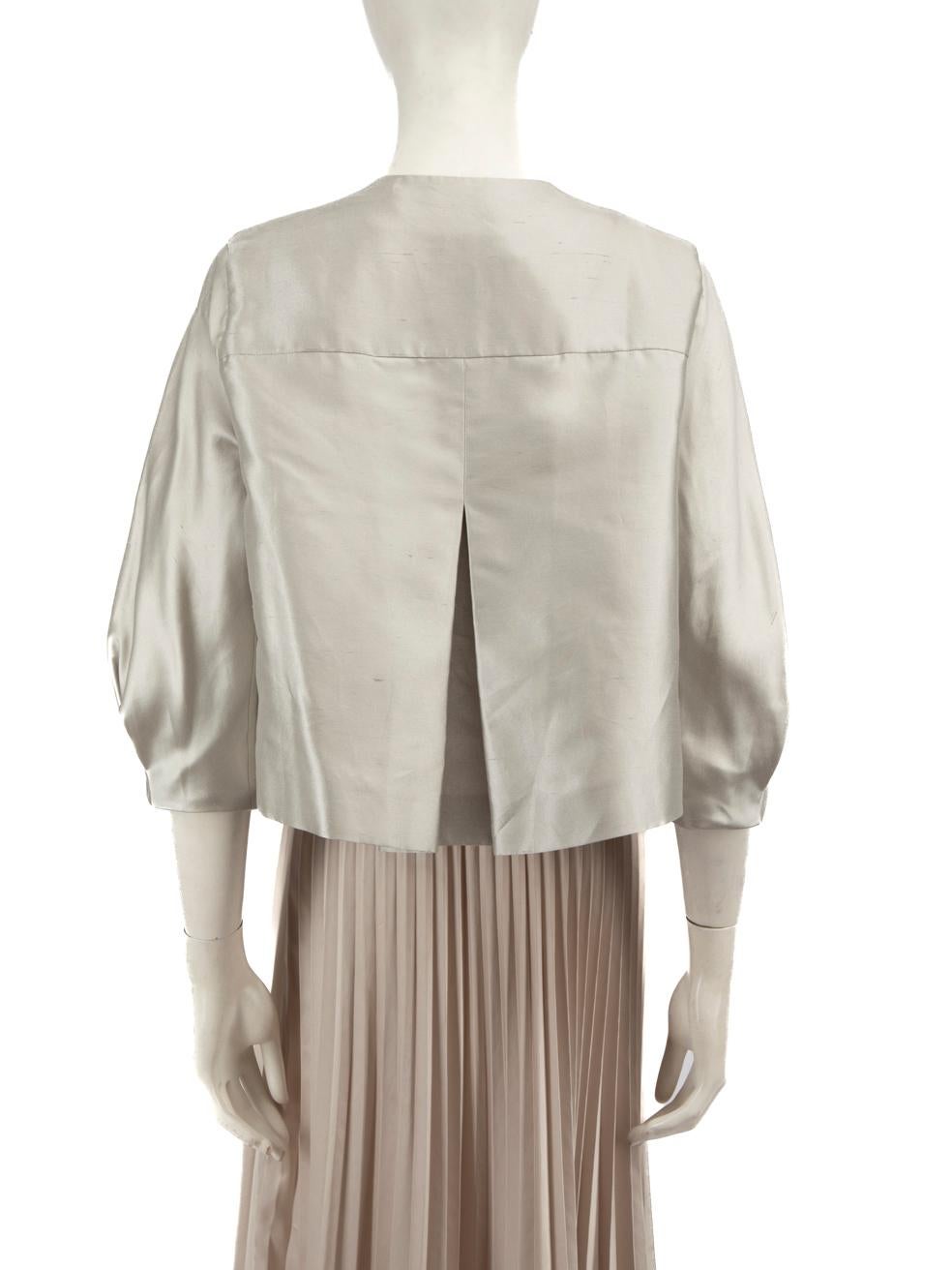 Beige Max Mara Silver Cape Cropped Jacket Size M For Sale