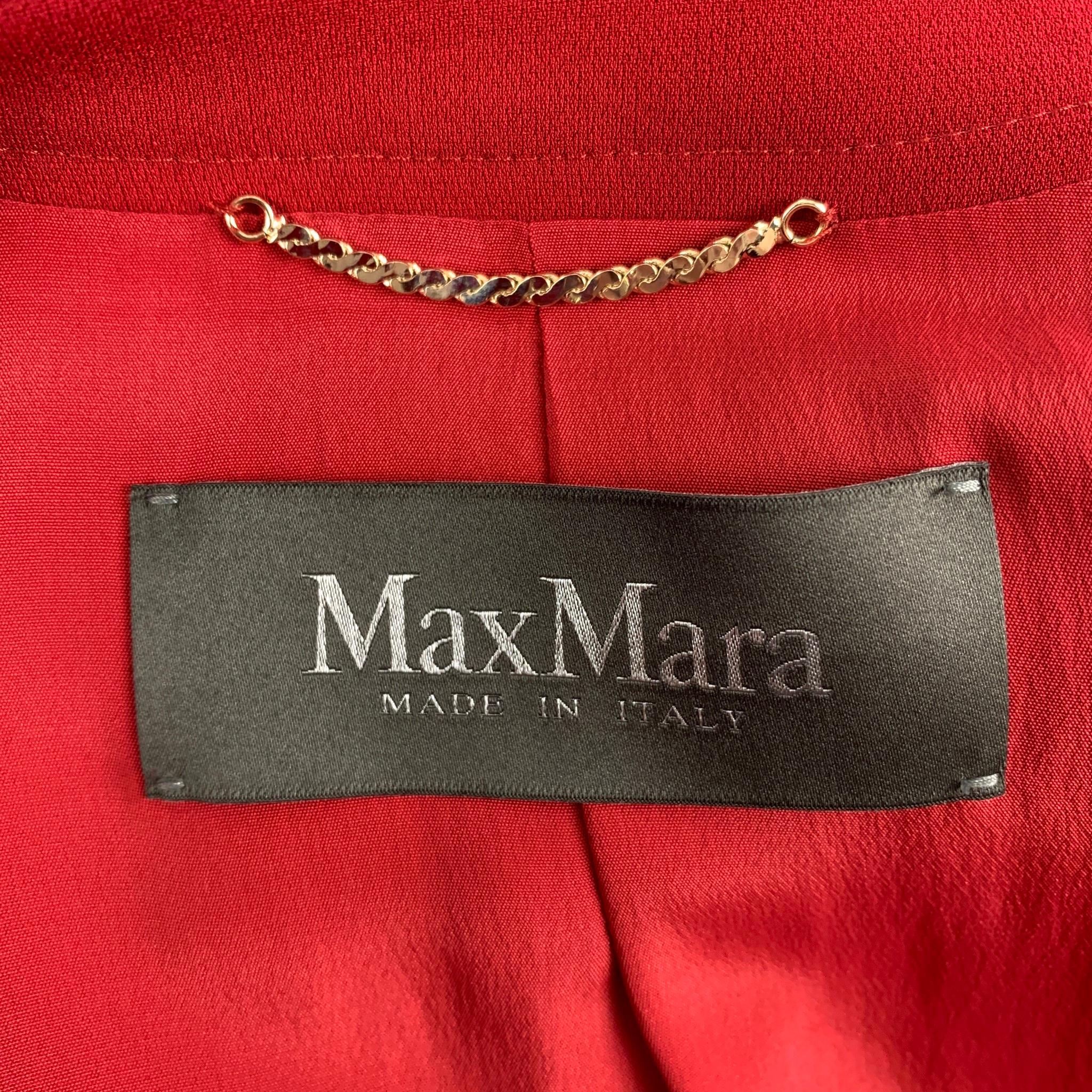 MAX MARA Size 12 Red Triacetate Blend Two Tone Double Breasted Jacket 1