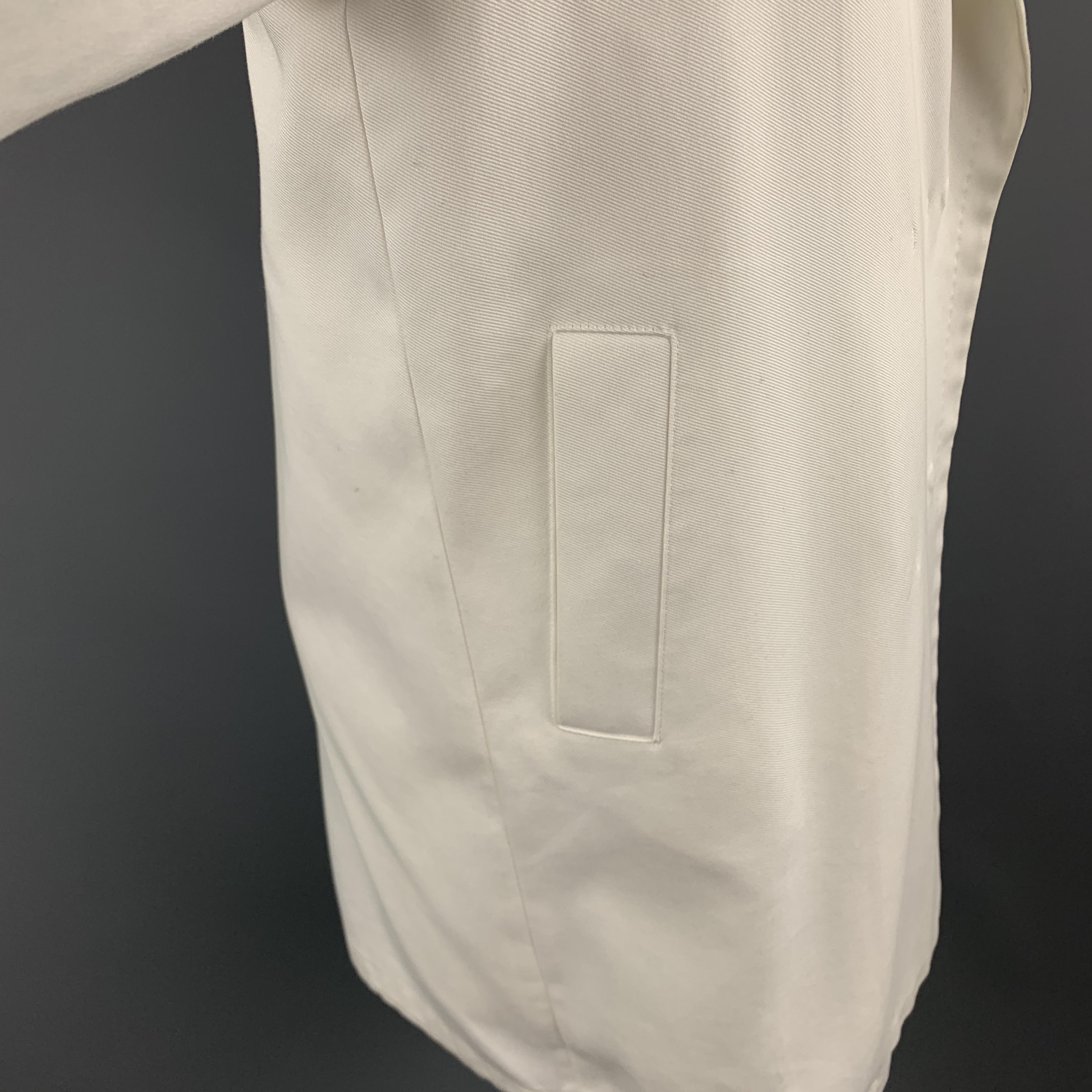 Women's MAX MARA Size 2 White Cotton Hidden Snap Pointed Lapel Coat