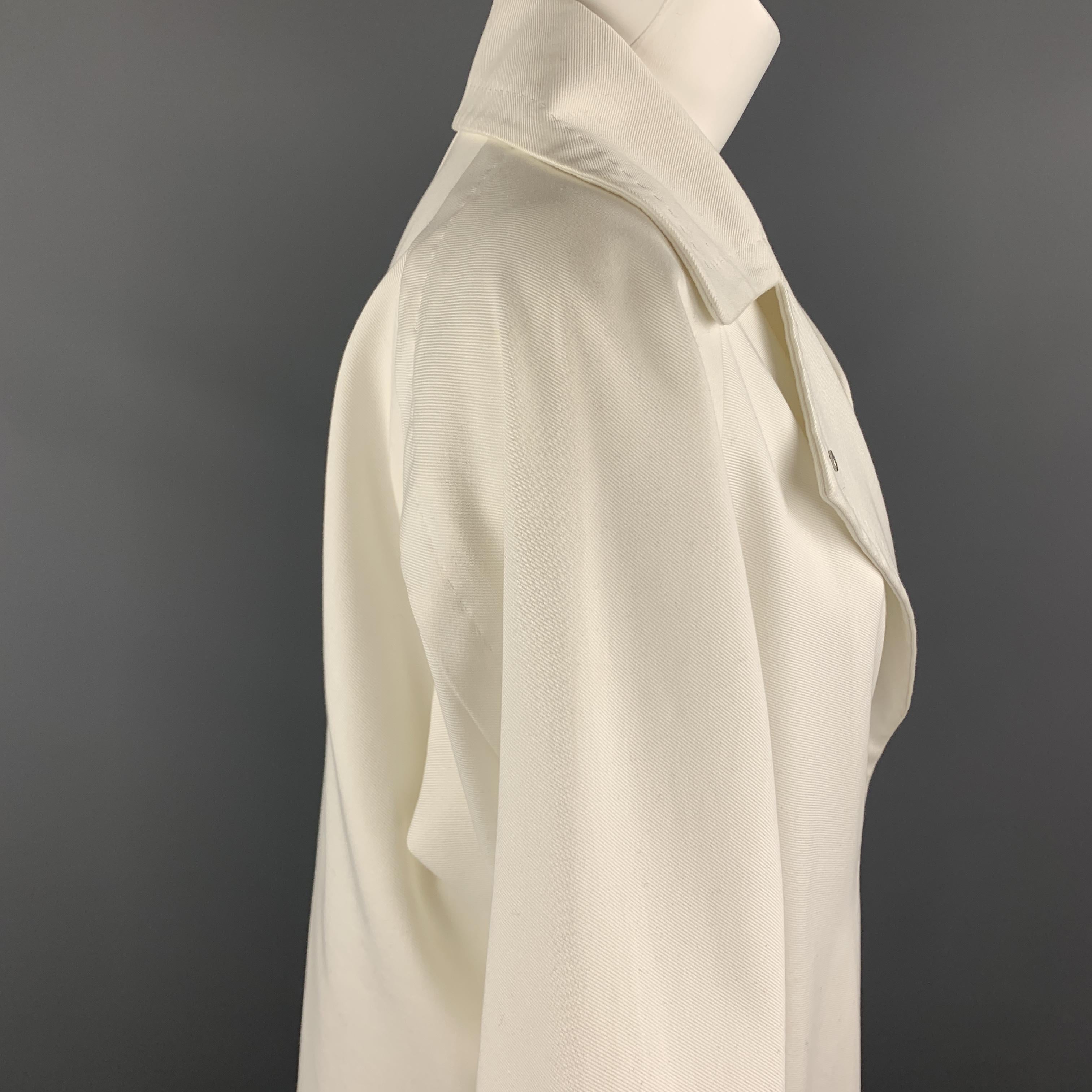 MAX MARA Size 2 White Cotton Hidden Snap Pointed Lapel Coat 1