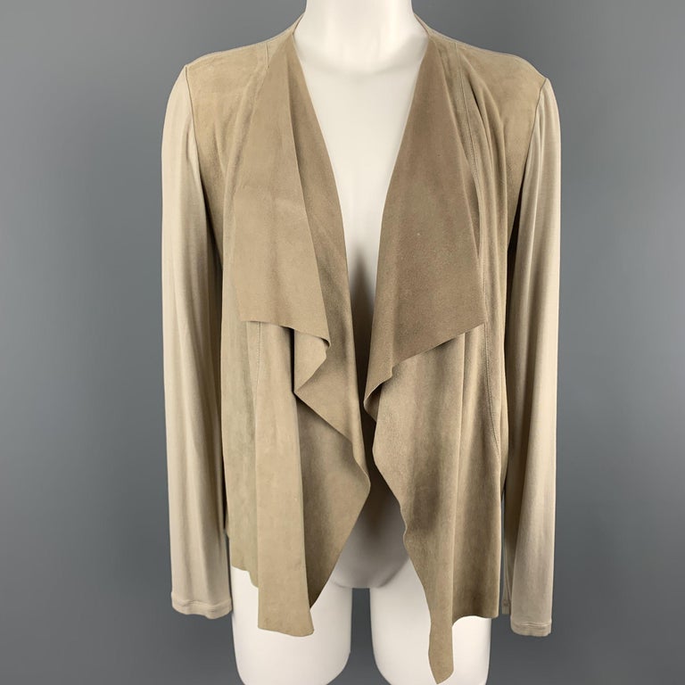 MAX MARA Size 4 Beige Suede Draped Collar Cardigan Jacket For Sale at ...