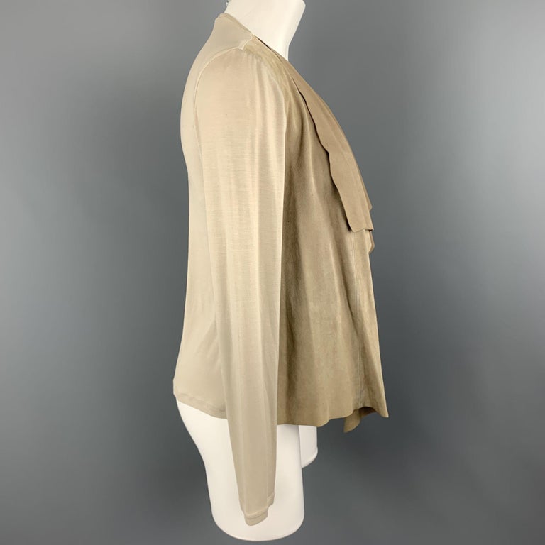 MAX MARA Size 4 Beige Suede Draped Collar Cardigan Jacket For Sale at ...